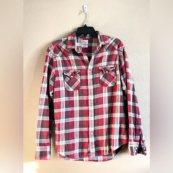 Lucky Brand Distinctive Western Plaid Button Down Top - Picture 1 of 7